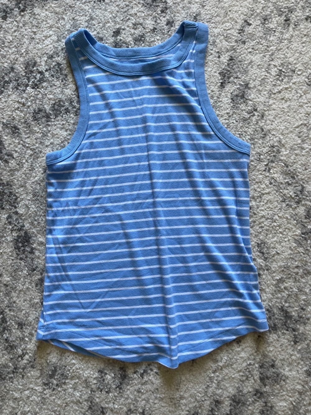 SO Blue & White Striped Ribbed Tank Top